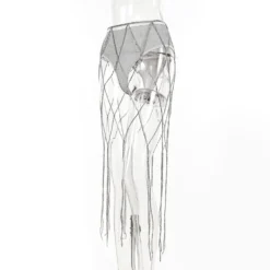 Sexy Rhinestone Chain Tassel High Waist Skirt Panty Women's Nightclub Party Two Piece Set -Women Fashion Shop 82e32ec8b3dca7a5