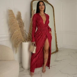 Fall Slit Long Sleeve Evening Dress With Full Sleeves -Women Fashion Shop 835a9e61ae216716