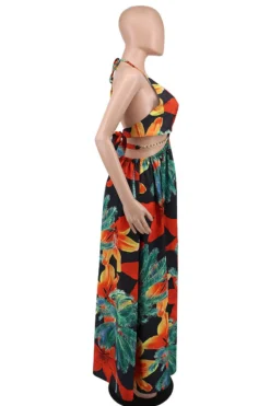 Women's Floral Printed Halter Blackless Slit Maxi Dress 21 Women's Floral Printed Halter Blackless Slit Maxi Dress -Women Fashion Shop 837d5931fecfd64c