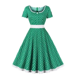 Women Retro Polka Dot Contrast Color Dress -Women Fashion Shop 84bffdb26cc81c12