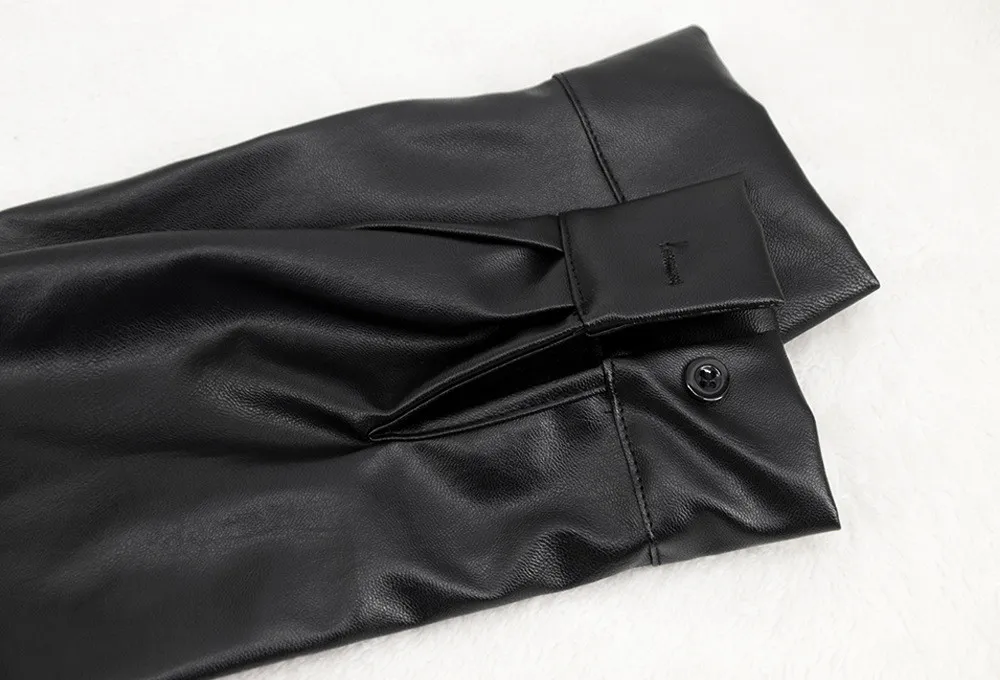 High Collar Solid Color Long Sleeve Loose Pu Dress 15 High Collar Solid Color Long Sleeve Loose Pu Dress - Image 13