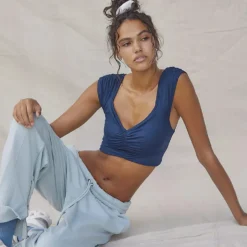 Pleated Wide Shoulder Strap Yoga Vest Slim Fit Sexy Women's Sports Bra With Chest Pads -Women Fashion Shop 8536dff0a13455b9