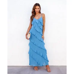 Spring And Summer Sexy Low Back Straps U-neck Slim Side Slit Long Dress 18 Spring And Summer Sexy Low Back Straps U-neck Slim Side Slit Long Dress -Women Fashion Shop 853b772a358b8977