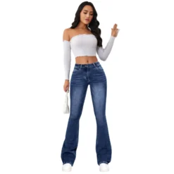 Spring Trendy Jeans Women's Washed Slim Fit Bootcut Denim Pants -Women Fashion Shop 8592873e66f9d318