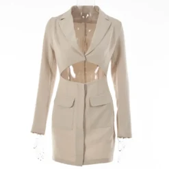 Dress Women'S Solid Long Sleeve Cutout Turndown Collar Long Sleeve Blazer Dress -Women Fashion Shop 85c1c7d26a945f65