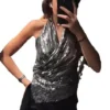 Women Style Sleeveless French Sexy Backless Halter Neck Sequins Top -Women Fashion Shop 867c9c08ffbd71f1