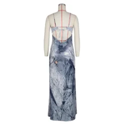 Sexy Ladies Denim Print Pin Embellished Backless Slip Maxi Dress -Women Fashion Shop 8685922156f21cb4