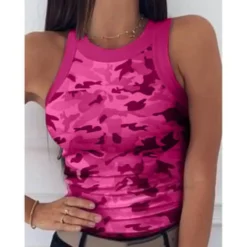 Women Round Neck Camo Print Sleeveless Top 31 Women Round Neck Camo Print Sleeveless Top -Women Fashion Shop 868a53825d359d40