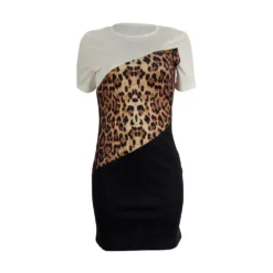 Womens Casual Style Leopard Color Block Patchwork Dress -Women Fashion Shop 875f97223adb5fd0