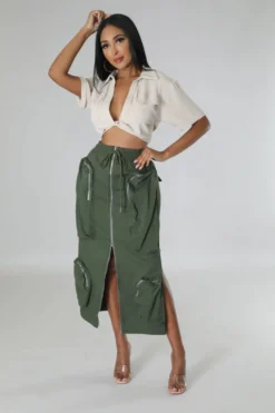 Plus Size Women Waist Cord Zipper Cargo Skirt -Women Fashion Shop 878fd3ca52391aff