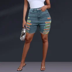 Women Pocket Ripped Tassel Denim Shorts -Women Fashion Shop 89a0c50d77817b43