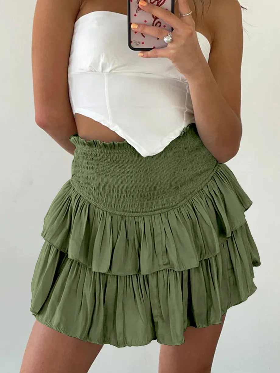 Fashion Plain Women Summer Fashion Pleated Skirt Sexy Ruffle Skirt 12 Fashion Plain Women Summer Fashion Pleated Skirt Sexy Ruffle Skirt - Image 10