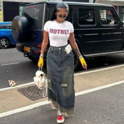 Pocket Distressed Ripped Straight Fit Loose Denim Skirt 16 Pocket Distressed Ripped Straight Fit Loose Denim Skirt -Women Fashion Shop 8a5a255f3820b5f9