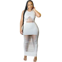 Women Sexy Solid Color Cutout Sleeveless Dress -Women Fashion Shop 8a6b0d54847afe44