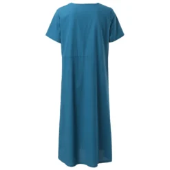 Women's Summer Loose Linen Short Sleeve Plus Size Dress