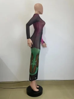 Women Spring Sexy Print Round Neck Bodycon Dress -Women Fashion Shop 8b893a732e9baedc