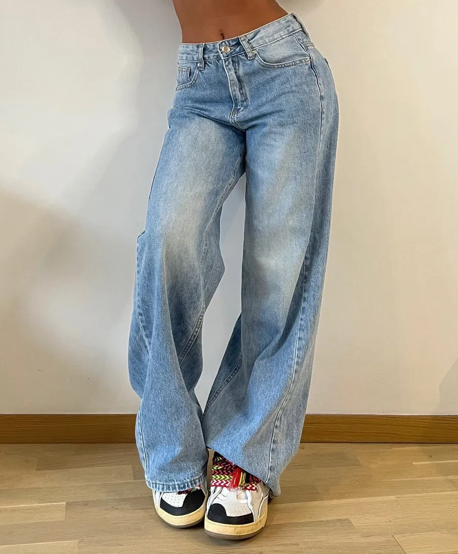 Retro Women Straight-Leg Trousers Loose Wide-Leg Denim Pants High-Waisted Jeans 7 Retro Women Straight-Leg Trousers Loose Wide-Leg Denim Pants High-Waisted Jeans - Image 5