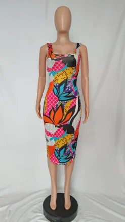 Women's Camisole Print Dress Summer Square Neck Maxi -Women Fashion Shop 8baf7b36e7606d37