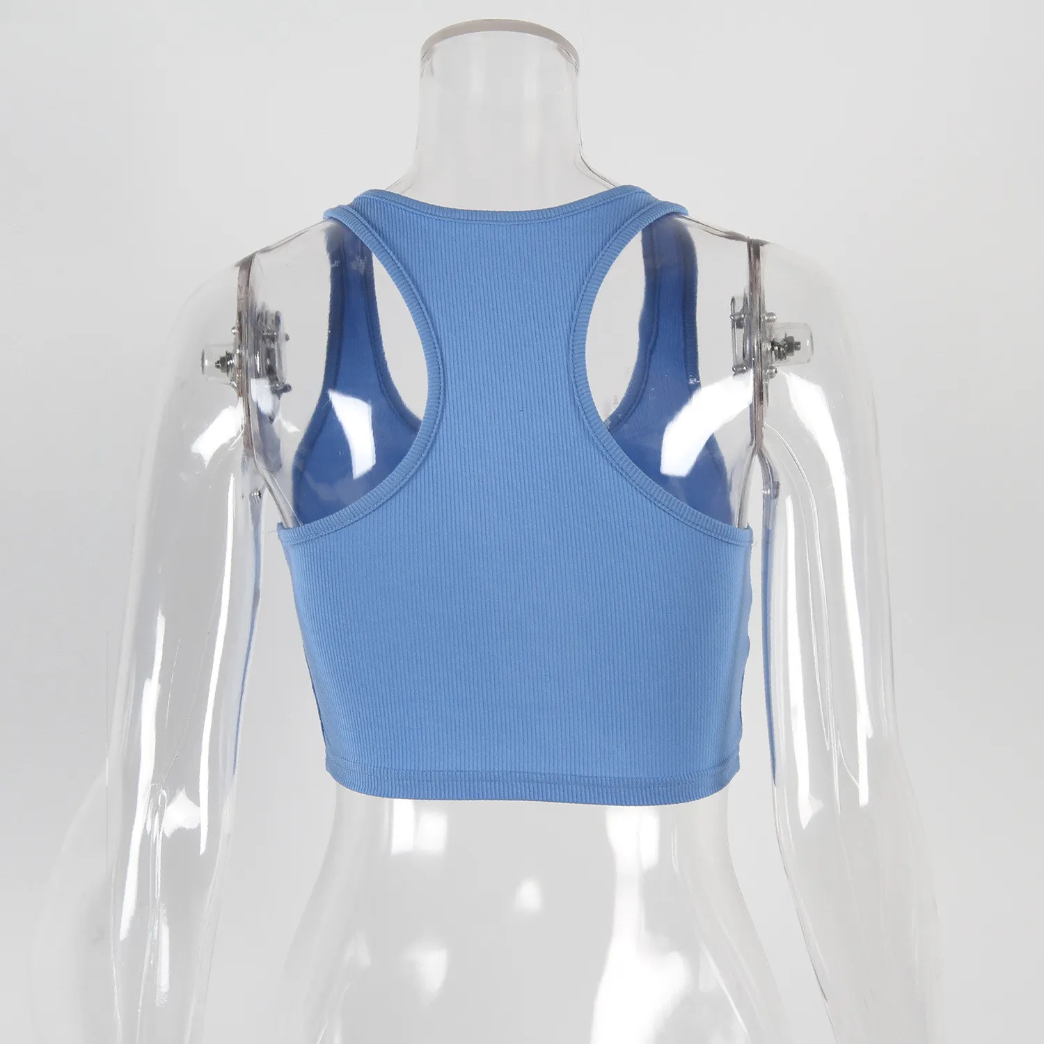 Summer Sleeveless Sexy Cropped Top Halter Neck Style Pin Button Cropped Tank Top Sweet Girl Top 5 Summer Sleeveless Sexy Cropped Top Halter Neck Style Pin Button Cropped Tank Top Sweet Girl Top - Image 3