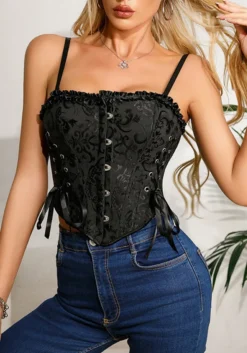 Camisole Lace Corset Buckle Jacquard Lace-Up Fashionable Vest 15 Camisole Lace Corset Buckle Jacquard Lace-Up Fashionable Vest -Women Fashion Shop 8c3a722abd590cca