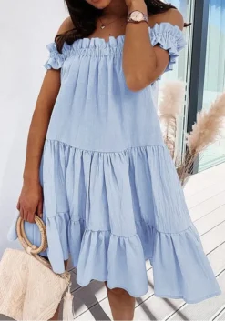 Women Pleated Off Shoulder Dress -Women Fashion Shop 8c99a05ade78b051