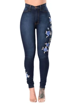 Denim Pants Embroidered Stretch Pencil Pants High Waist Trousers Women Jeans -Women Fashion Shop 8d03c45ca5a2919f