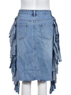 Fashion Ripped Tassel Wash Denim Sexy Bodycon Skirt Women -Women Fashion Shop 8d49723fc0e8fb30