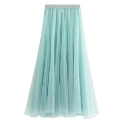 Spring Swing Puffy High Waist Slim Mesh A-line Long Skirt -Women Fashion Shop 8d91d6b4bb46d07c
