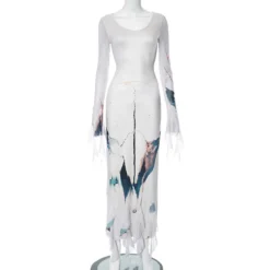 Women's Autumn Fashion Casual Printed Long Sleeve Round Neck Flowing Sleeve Hem Sexy Dress 20 Women's Autumn Fashion Casual Printed Long Sleeve Round Neck Flowing Sleeve Hem Sexy Dress -Women Fashion Shop 8db23741a0b1783f