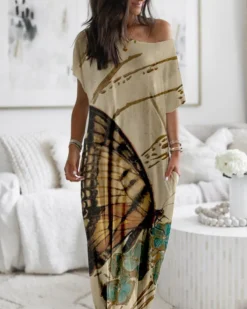 Women's Summer Positioning Print Long Shirt Dress -Women Fashion Shop 8dbf99bb9cac1288