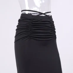 Women'S Fall/Winter Pleated Lace Up Tight Fitting Bodycon Long Skirt -Women Fashion Shop 8ef8572e8dd1524d