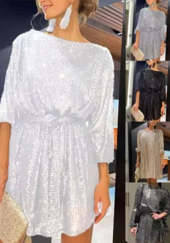 Fashionable Sequin Sequin Slim Waist Party Dress -Women Fashion Shop 8f097a245ea4b17d