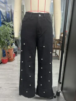 Women Pearl Wide Leg Denim Pants -Women Fashion Shop 902a8c7ced5d3aa0