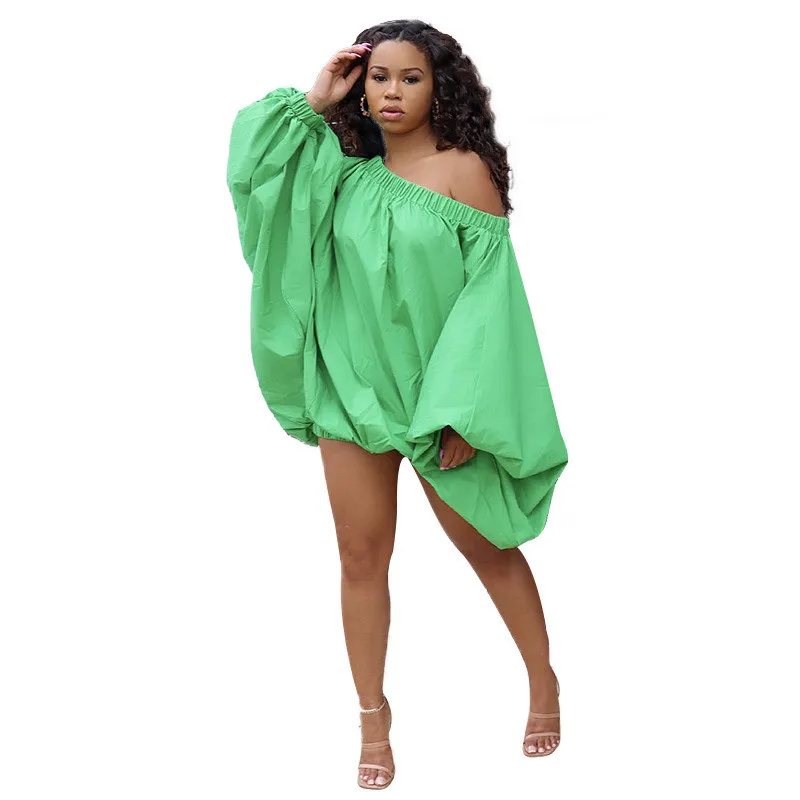 Women Loose Bat Sleeves Off Shoulder Dress 16 Women Loose Bat Sleeves Off Shoulder Dress - Image 14