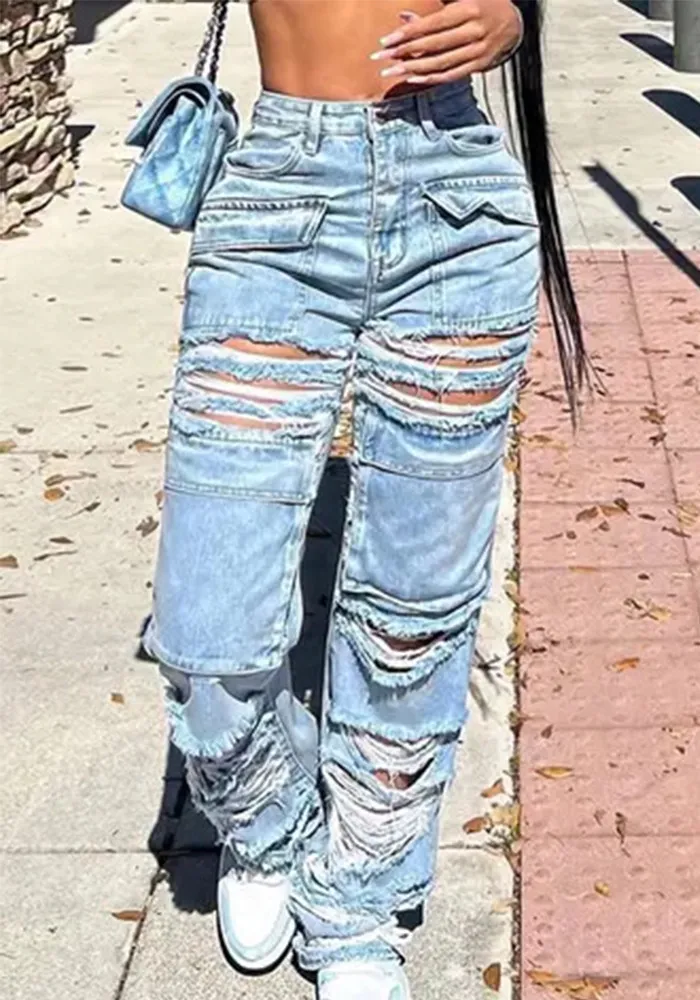 Women Casual Ripped Denim Wide Leg Pants 13 Women Casual Ripped Denim Wide Leg Pants - Image 11