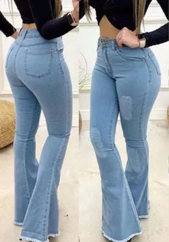 Women Sexy Slim High Waisted Bell Bottom Denim Pants -Women Fashion Shop 927c65a07ff02b44