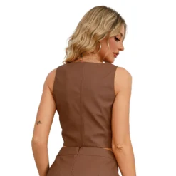 Chic Pu Leather Sleeveless Vest Slim Fit Women's Top -Women Fashion Shop 927f1273507fe73c