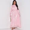 Women's Autumn And Winter Round Neck Long Sleeve High Waist Satin Maxi Dress -Women Fashion Shop 929011b4ecaa3a07