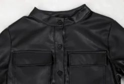 High Collar Solid Color Long Sleeve Loose Pu Dress 24 High Collar Solid Color Long Sleeve Loose Pu Dress -Women Fashion Shop 9344662c0a7ba975