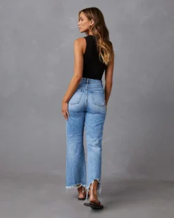 Tassels Washed Ripped Long Denim Pants Casual Wide-Leg Trousers -Women Fashion Shop 9362851a71d30690