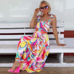 Women Summer Holidays Printed Suspender Dress -Women Fashion Shop 93748602d097a12f