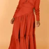 Women's Solid Color Long-Sleeved Pleated Loose Dress -Women Fashion Shop 93809fce386dc058