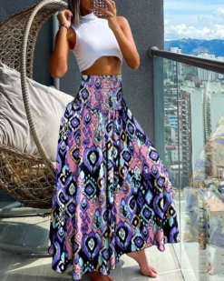 Summer Fashion High Waist Printed Women's Long Skirts 22 Summer Fashion High Waist Printed Women's Long Skirts -Women Fashion Shop 93a7269b18cfacfe