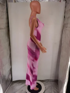 Women's Elegant Chic Print Long V-Neck Evening Dress -Women Fashion Shop 93d66f2928f0d348