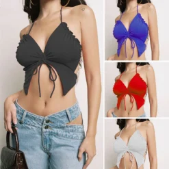 Women Summer Halter Backless Sexy Wrap Chest Vest Top -Women Fashion Shop 94c027e2f8c091a8