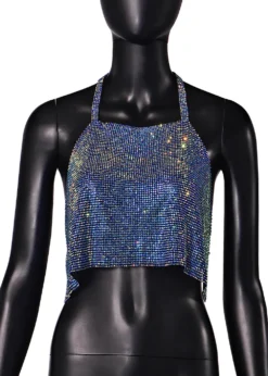 Sexy Nightclub Metallic Sparkling Diamonds Low Back Square Neck Camisole -Women Fashion Shop 94e8cf029b5795f5