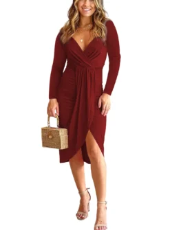 Sexy Fashion Solid Color V-Neck Dress -Women Fashion Shop 94f769da2e9204df