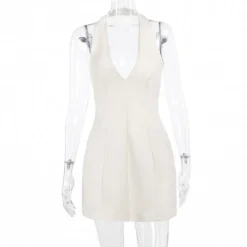 Spring Chic Halter Neck Fashion Sexy Halter Deep V Neck Backless Bodycon Dress -Women Fashion Shop 956bf04ae87e5c90