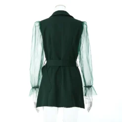 Spring Sexy See-Through Mesh Long Sleeve Double Breasted Slim Waist Chic Women Blazer Dress -Women Fashion Shop 95ab25bdda368e17