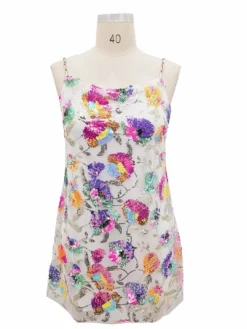 Sexy Strap Low Back Sequin Floral Chain Women's Sexy Short Dress -Women Fashion Shop 960ec4ce528bd229